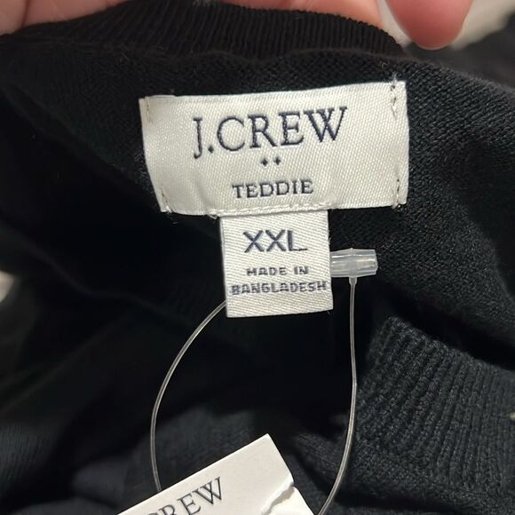 J. Crew Factory L1561 Cotton Teddie Sweater NWT/small hole  size XXL Black - Picture 6 of 10